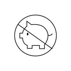 symbol for eating pork. black and white flattened vector illustration. EPS 10