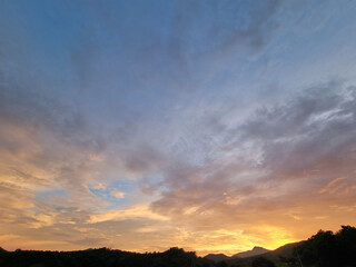 Vanilla sky and evening countryside