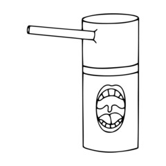 Doodle throat spray icon, medicine for sore throat
