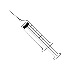 Doodle icon of a medical syringe for injection