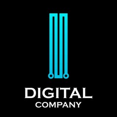 Letter i logotype gradient blue color with dot,Technology and digital abstract suitable for your business