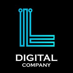 Letter l logotype gradient blue color with dot,Technology and digital abstract suitable for your business