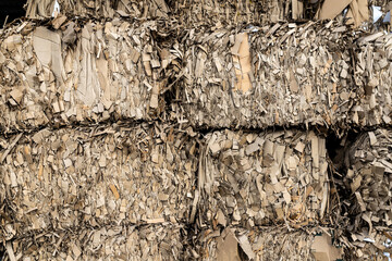 Divided boxes with finely cut paper for recycling