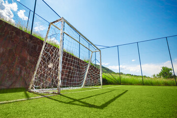 Football or soccer goal on an amateur small field
