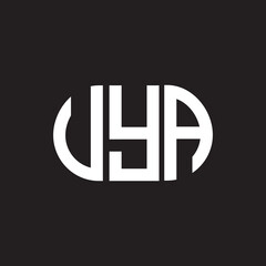 Obraz premium UYA letter logo design on black background. UYA creative initials letter logo concept. UYA letter design.