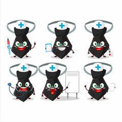 Doctor profession emoticon with black tie cartoon character