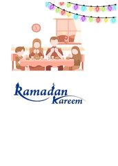Ramadan Kareem, illustration Vector Outline, Ramazan Greeting Card Drawing, Ramzan Mubarak, Ramadan Arabesque Decoration and Lamps Vector.