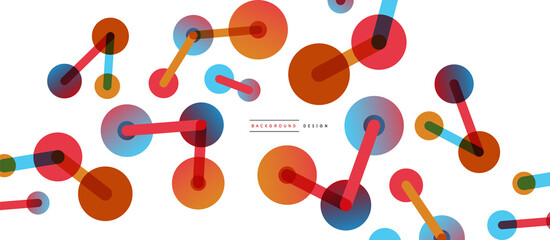 Abstract background. Round dots connected by lines. Trendy techno business template for wallpaper, banner, background or landing