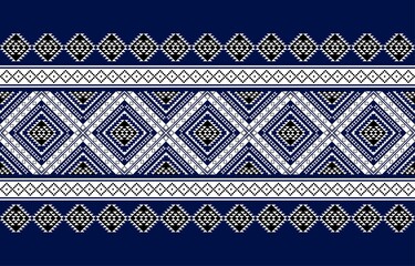 Geometric ethnic oriental seamless pattern traditional Design for background,carpet,wallpaper.clothing,wrapping,Batik fabric,Vector illustration.embroidery style - Sadu, sadou, sadow or sado
 - obrazy, fototapety, plakaty