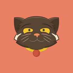 Illustration of a white brown cat with a shy smile expression