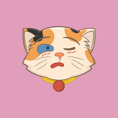Illustration of a Calico cat showing a startled expression when he wakes up