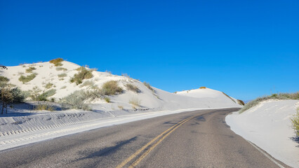 Road entering the White Sands National Park