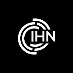 IHN letter logo design. IHN monogram initials letter logo concept. IHN letter design in black background.