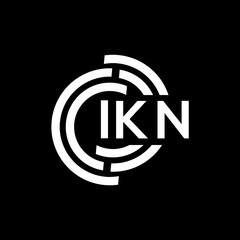 Fototapeta premium IKN letter logo design. IKN monogram initials letter logo concept. IKN letter design in black background.