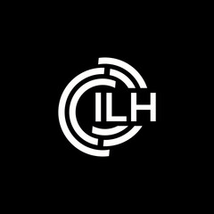 ILH letter logo design. ILH monogram initials letter logo concept. ILH letter design in black background.