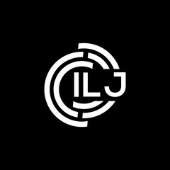 ILJ letter logo design. ILJ monogram initials letter logo concept. ILJ letter design in black background.