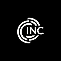 INC letter logo design. INC monogram initials letter logo concept. INC letter design in black background.