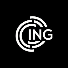 ING letter logo design. ING monogram initials letter logo concept. ING letter design in black background.