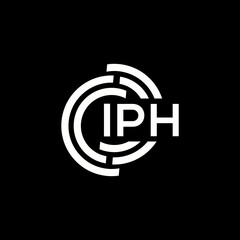 IPH letter logo design. IPH monogram initials letter logo concept. IPH letter design in black background.