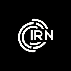 IRN letter logo design. IRN monogram initials letter logo concept. IRN letter design in black background.