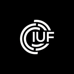 IUF letter logo design. IUF monogram initials letter logo concept. IUF letter design in black background.
