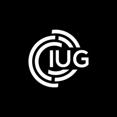 IUG letter logo design. IUG monogram initials letter logo concept. IUG letter design in black background.