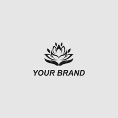Fototapeta premium lotus flower logo silhouette line art style monogram isolated on white background
