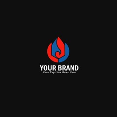 hot and cold, fire and water HVAC logo
