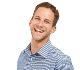 Obraz premium Live for the laughter. Studio portrait of a handsome young man posing against a white background.
