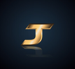 Modern Initial logo 2 letters Gold simple in Dark Background with Shadow Reflection JT TJ