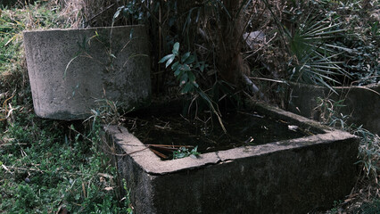 古びたコンクリート性の貯水槽