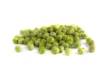 Freeze Dried Peas in Pile or Heap Isolated on White in Point of View Shot