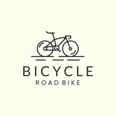 road bike with line art style logo icon template design. bicycle,cycling,racing, vector illustration