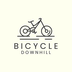 downhill bike with line art style logo icon template design. bicycle, mtb,mountain,cycling, vector illustration