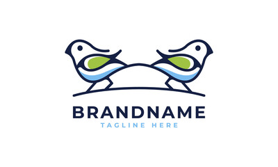 Birds Icon with Line art Outline Monoline Logo Design Inspiration