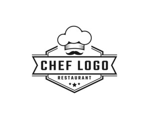 Vintage Retro Label Badge Emblem Chef and Restaurant with a Cap simple Logo Design Inspiration