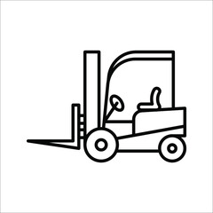 Black forklift truck icon. vector illustration on white background