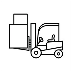 Black forklift truck icon. vector illustration on white background
