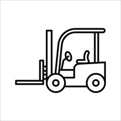 Black forklift truck icon. vector illustration on white background