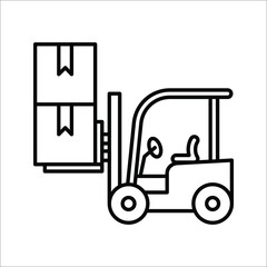 Black forklift truck icon. vector illustration on white background