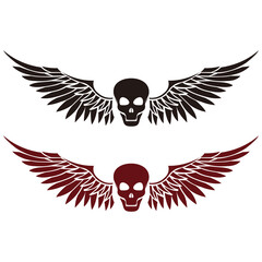 Fototapeta premium Human skull with wings for tattoo design 