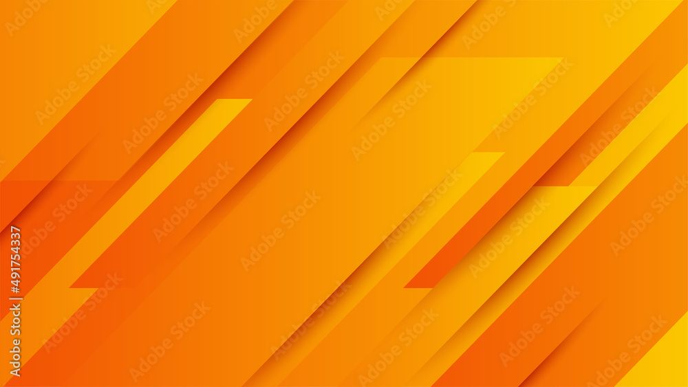 Wall mural modern orange yellow abstract background paper shine and layer element vector for presentation desig