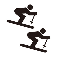 skier set icon vector illustration sign	