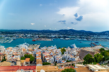 The Old Town buildings and architecture during summer day at Ibiza, Spain.