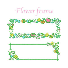 かわいくておしゃれなお花の装飾フレーム 長方形