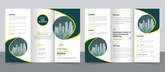 Naklejka premium Creative corporate modern business trifold brochure template, trifold layout, a4 size brochure