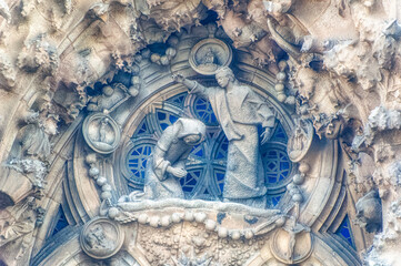 Decorative fragments from Sagrada Familia in Barcelona, Spain.