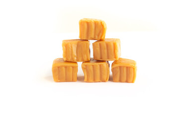 Caramel Candy Stack Isolated on White, Half Dozen, Six