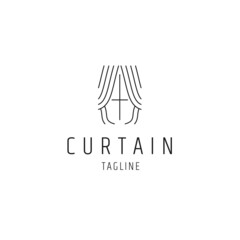 Curtain logo icon design template flat vector