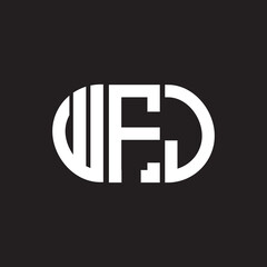 WFJ letter logo design. WFJ monogram initials letter logo concept. WFJ letter design in black background.
